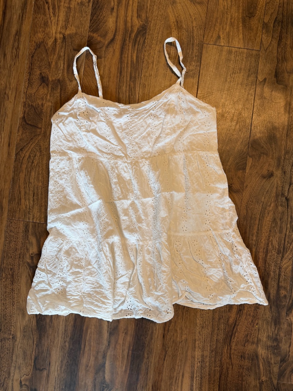 Cotton On White Eyelet Spaghetti Strap Tank Top